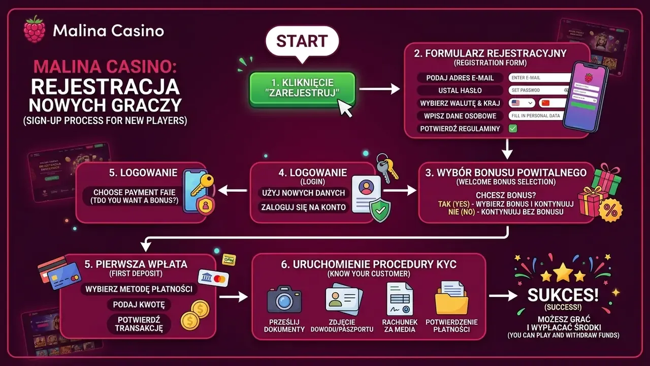 malina casino sign up process flow